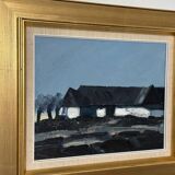 Swedish Oil on Canvas – “Farm Motif” by Bengt Hillgrund