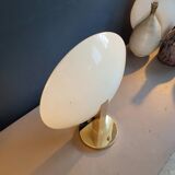 Gold and cream white saucer wall sconce