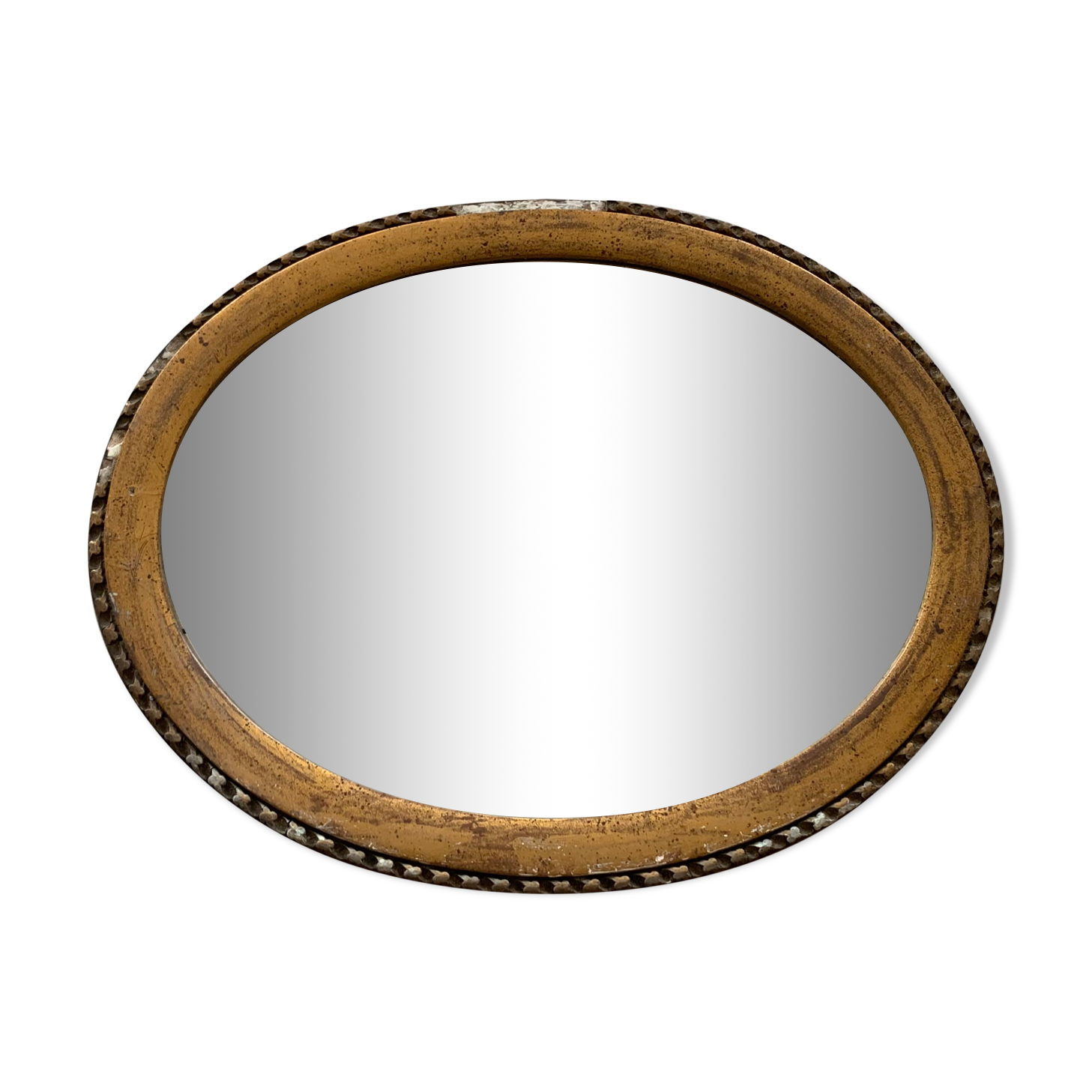 Old oval mirror stitched