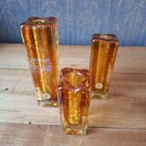 Amber glass soliflore vases 1970