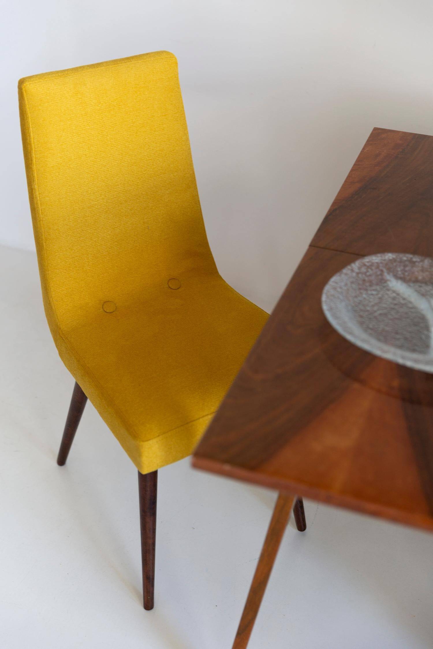 Mustard wool chair from the mid-century, Rajmund Halas, Europe, 1960s.