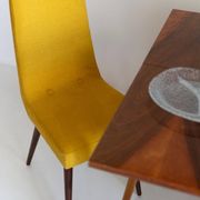 Mustard wool chair from the mid-century, Rajmund Halas, Europe, 1960s.