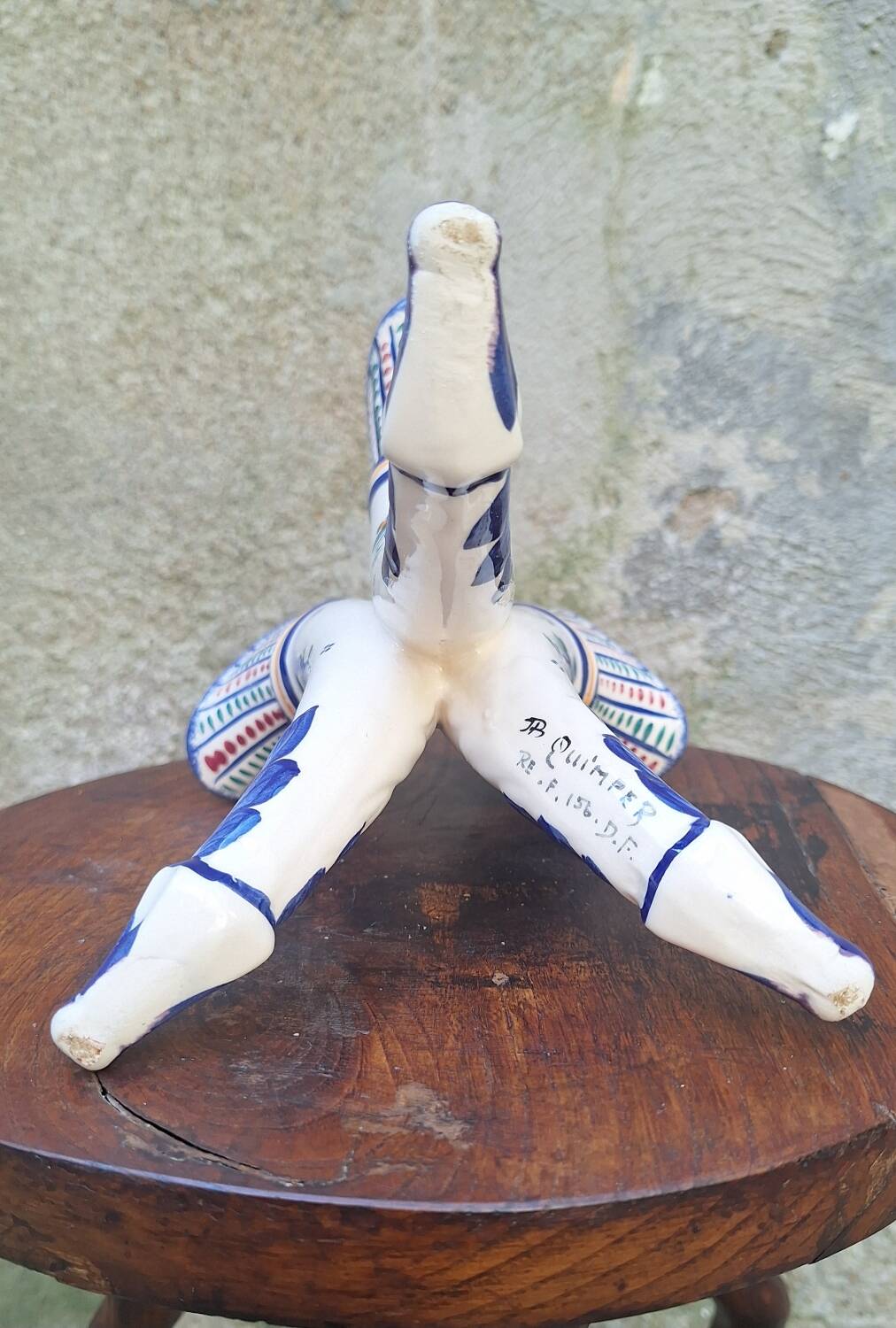 Quimper earthenware tricorn vase