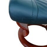 Repose-pieds/pouf en cuir vintage