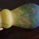 Blue-yellow marbled glass tulip in colochinte - signed