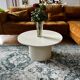 table basse ronde cannelée beige clair Ø 70 cm