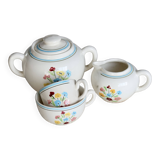 Vintage Salins earthenware sugar bowl - Floral pattern