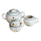 Vintage Salins earthenware sugar bowl - Floral pattern