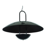 Vintage 1990s Black Pendant Lamp with Glass Top Shade. Italy