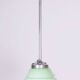 Czech Bauhaus Chandelier in Chrome-Plated Steel and Opaline Glass, 1930s
