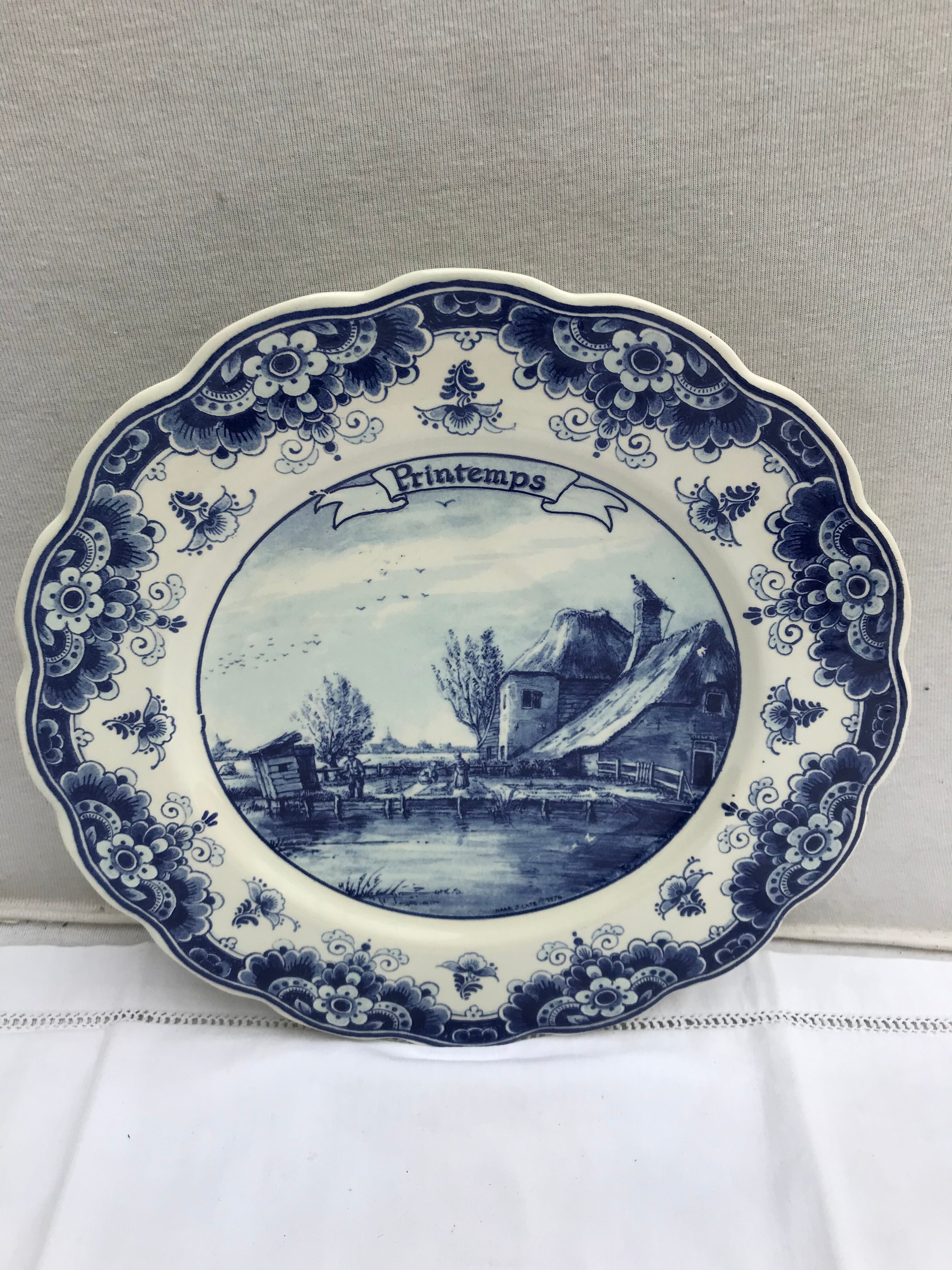 Former delft plat printemps heineken 1990 ceramics white - vintage blue