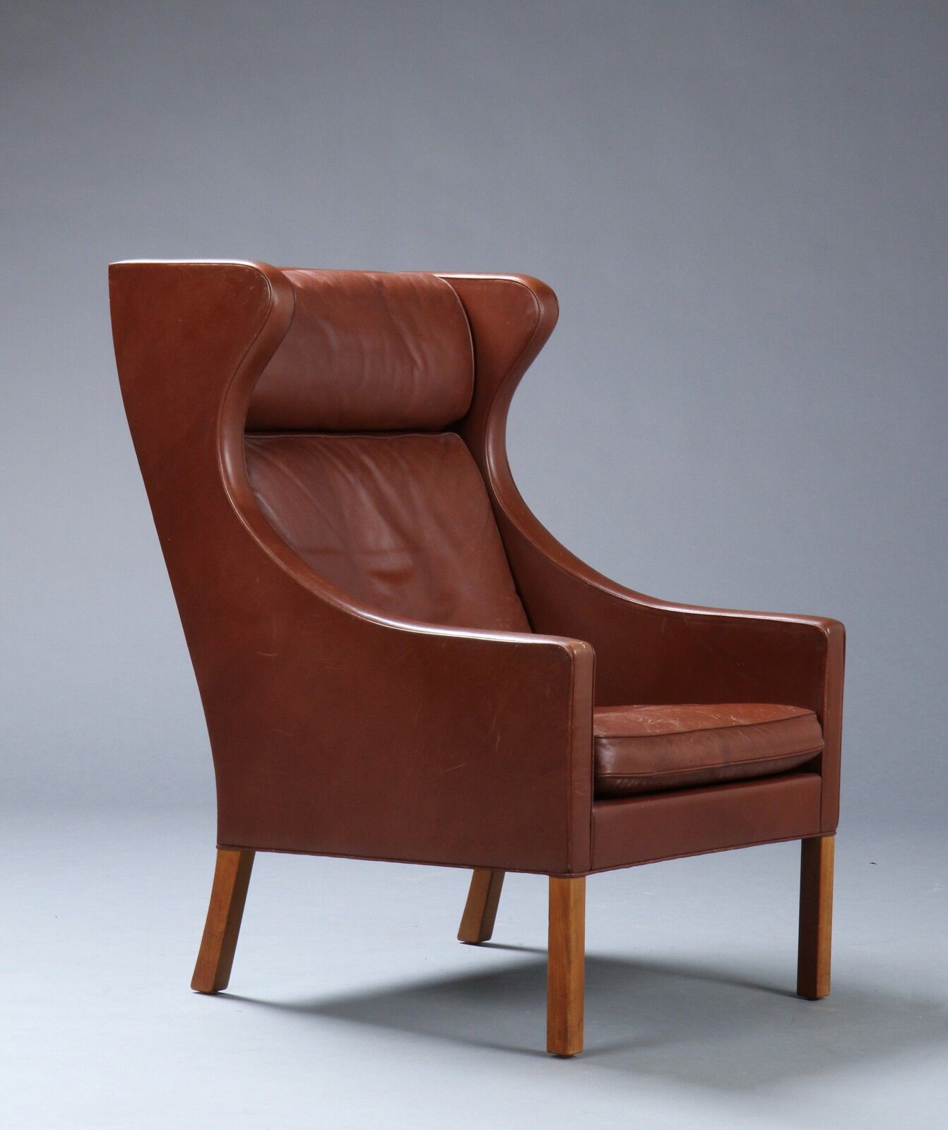 Børge Mogensen, Wing chair, model 2204, brown leather