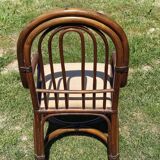 Fauteuil rotin, cannage vintage 1970