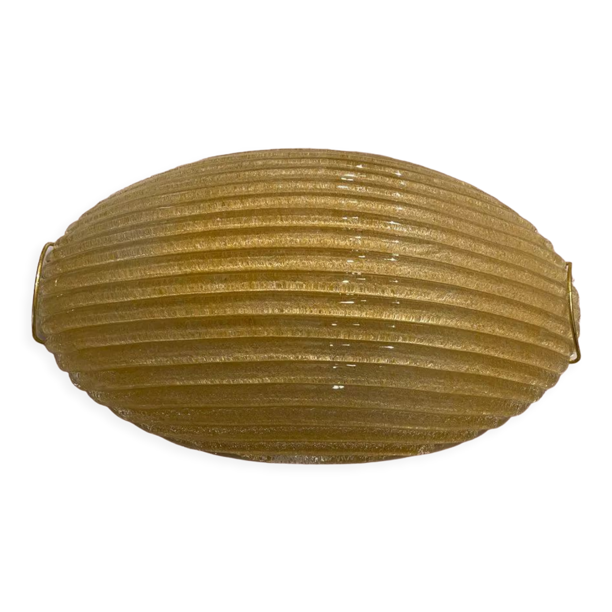 Murano Gold Glass Ceiling Light Flushmount, 1970s