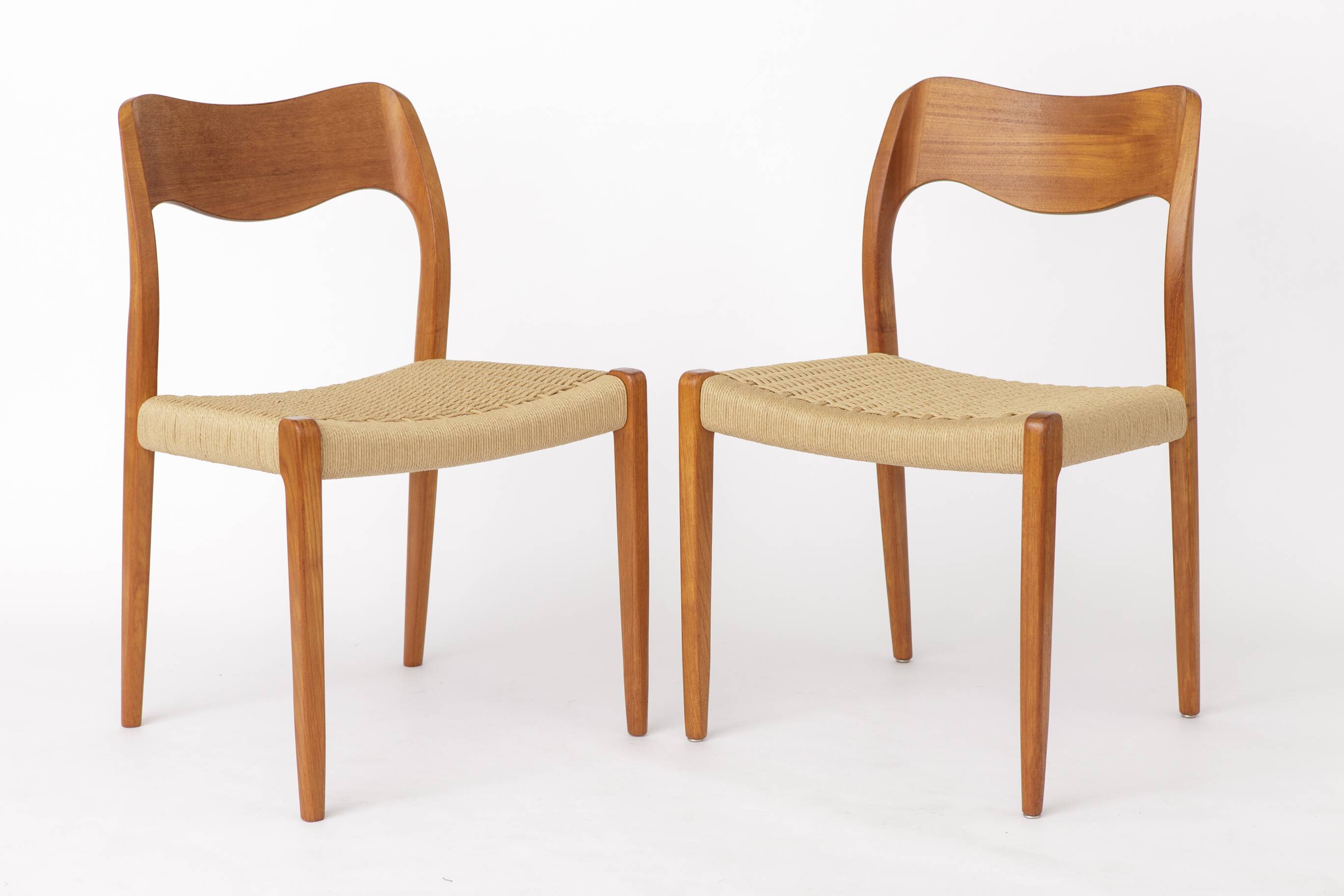 Set of 6 Niels Otto Møller Model 71 Dining Chairs, 1960s, Danish Vintage