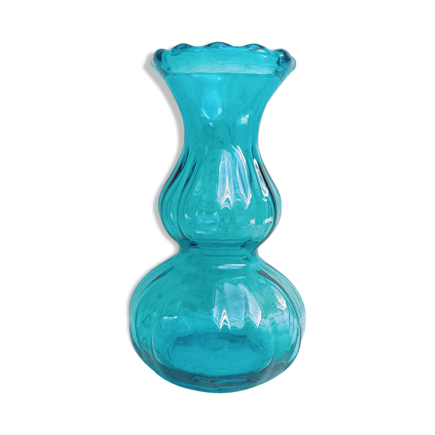 Vase bleu vintage H 22 cm