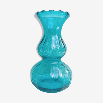Vase bleu vintage H 22 cm