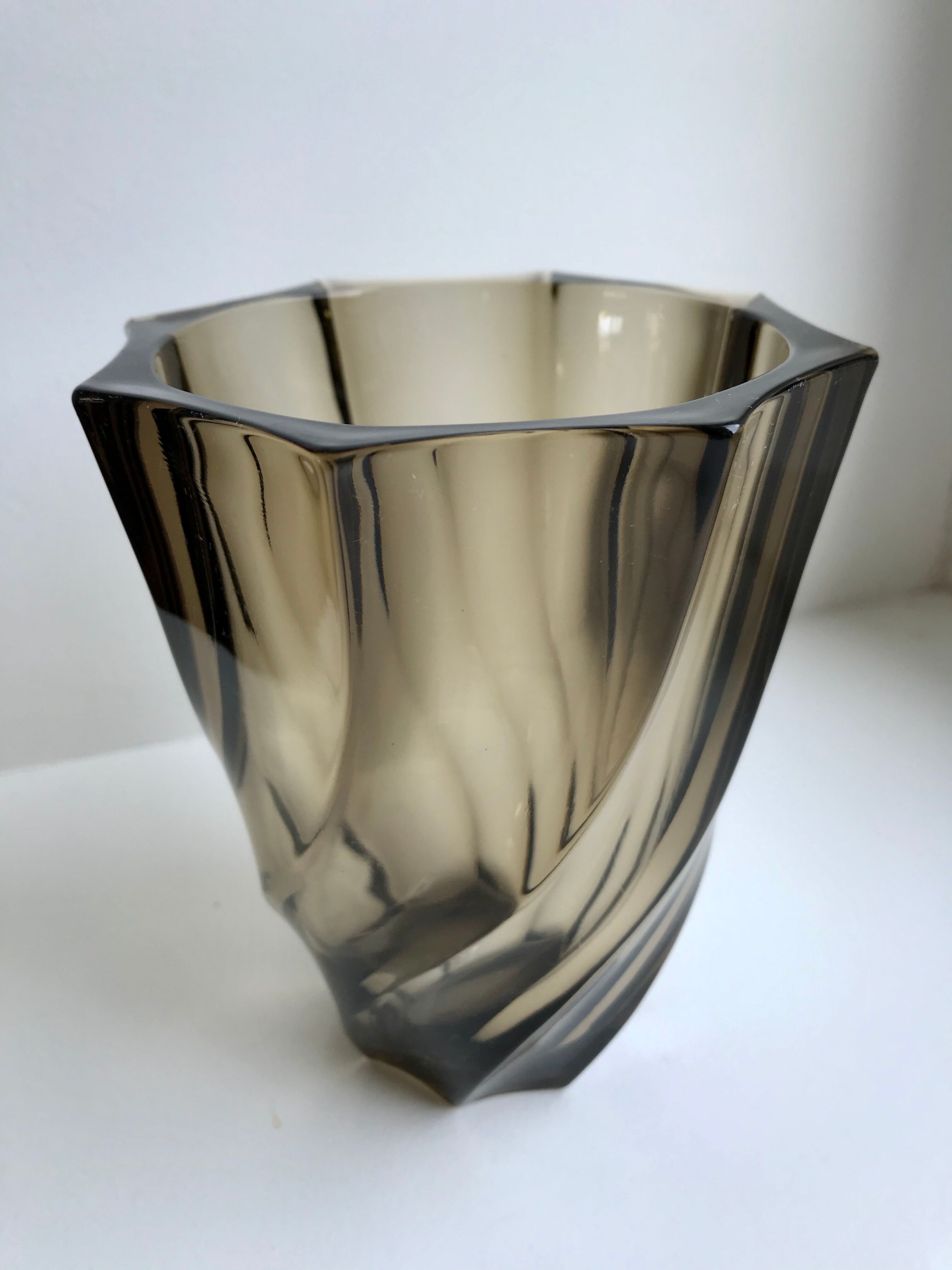 Smoked glass vase 70s