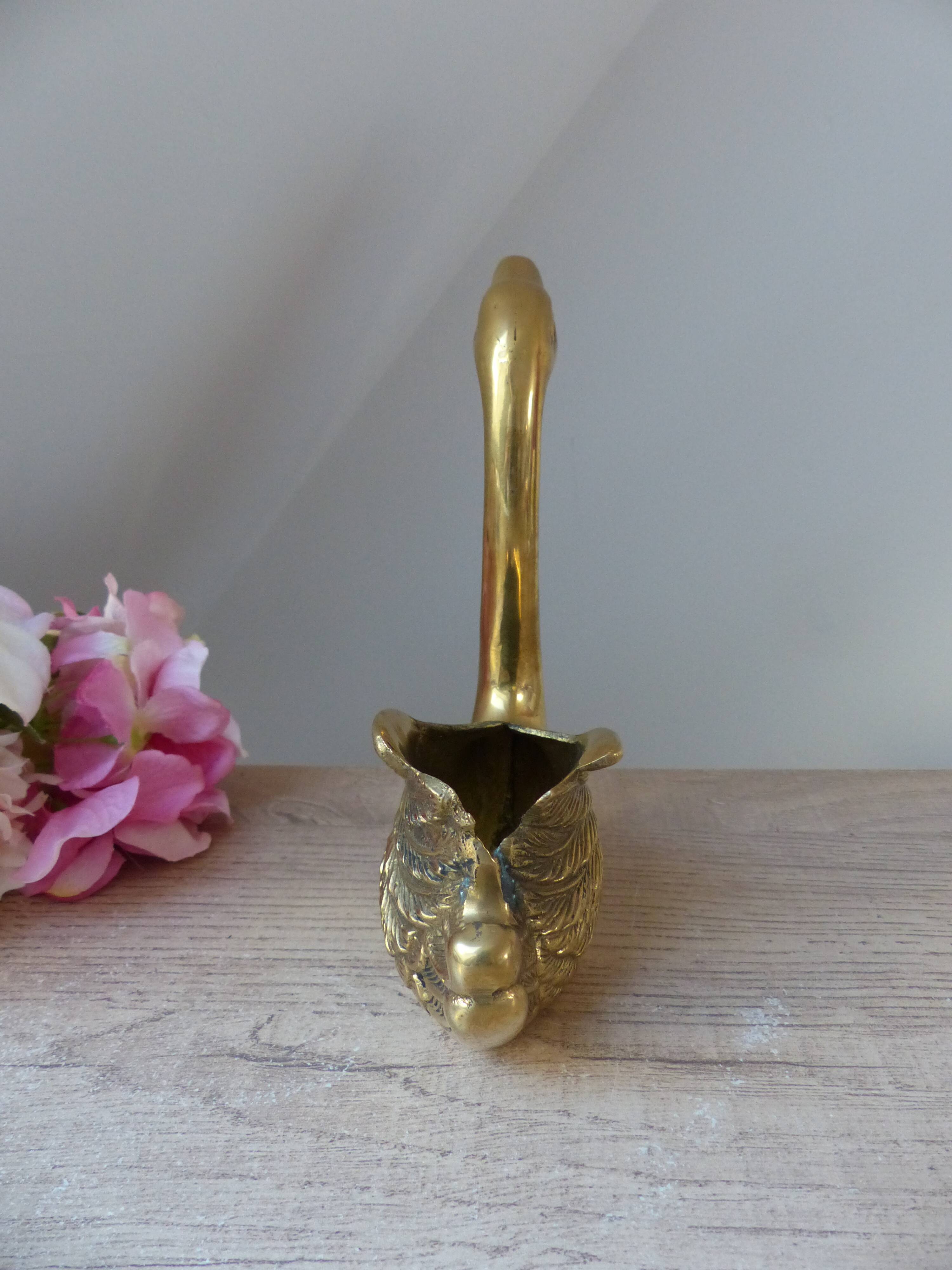 Vintage Solid Brass Swan Bird Figurine