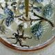 Presentation plate, barbotine and gilded brass