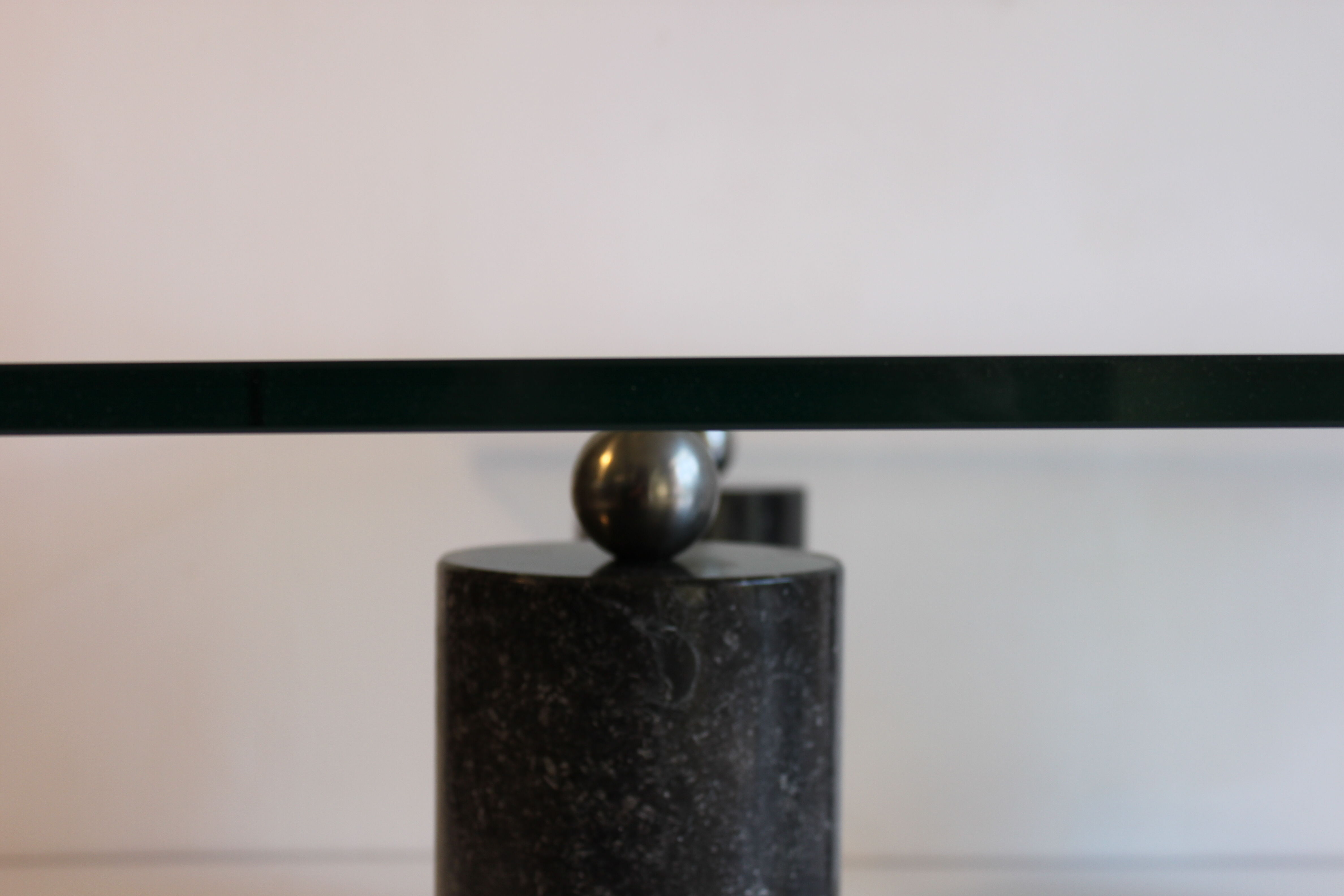 Black Marble & Glass Coffee Table, 1980s