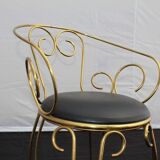 Vintage brass scroll armchair, 1960s.