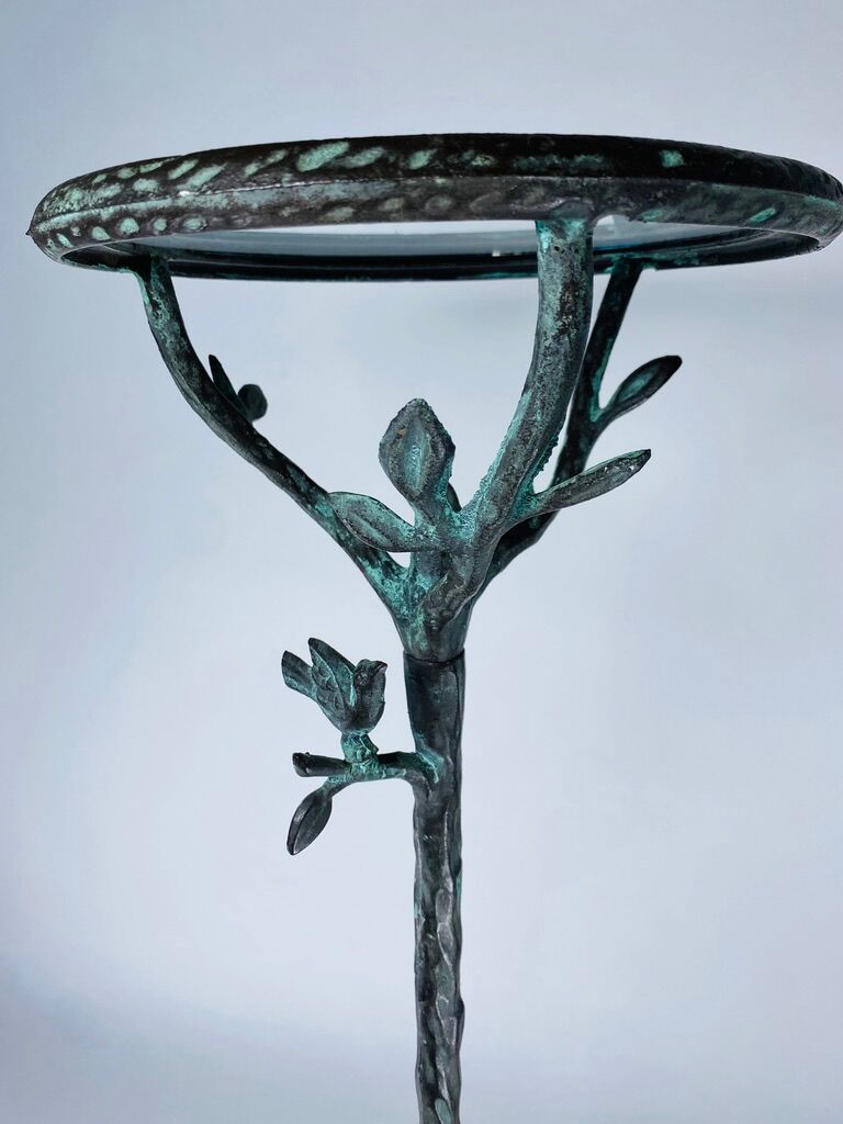 Metal pedestal table in the manner of Diego Giacometti