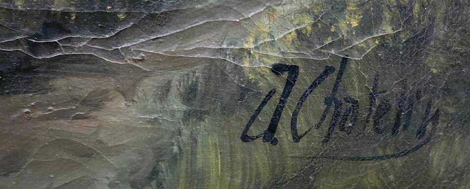 Julien Chatelin: large oil painting on canvas circa 1880