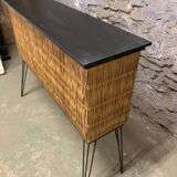 Vintage rattan and metal bar 1960