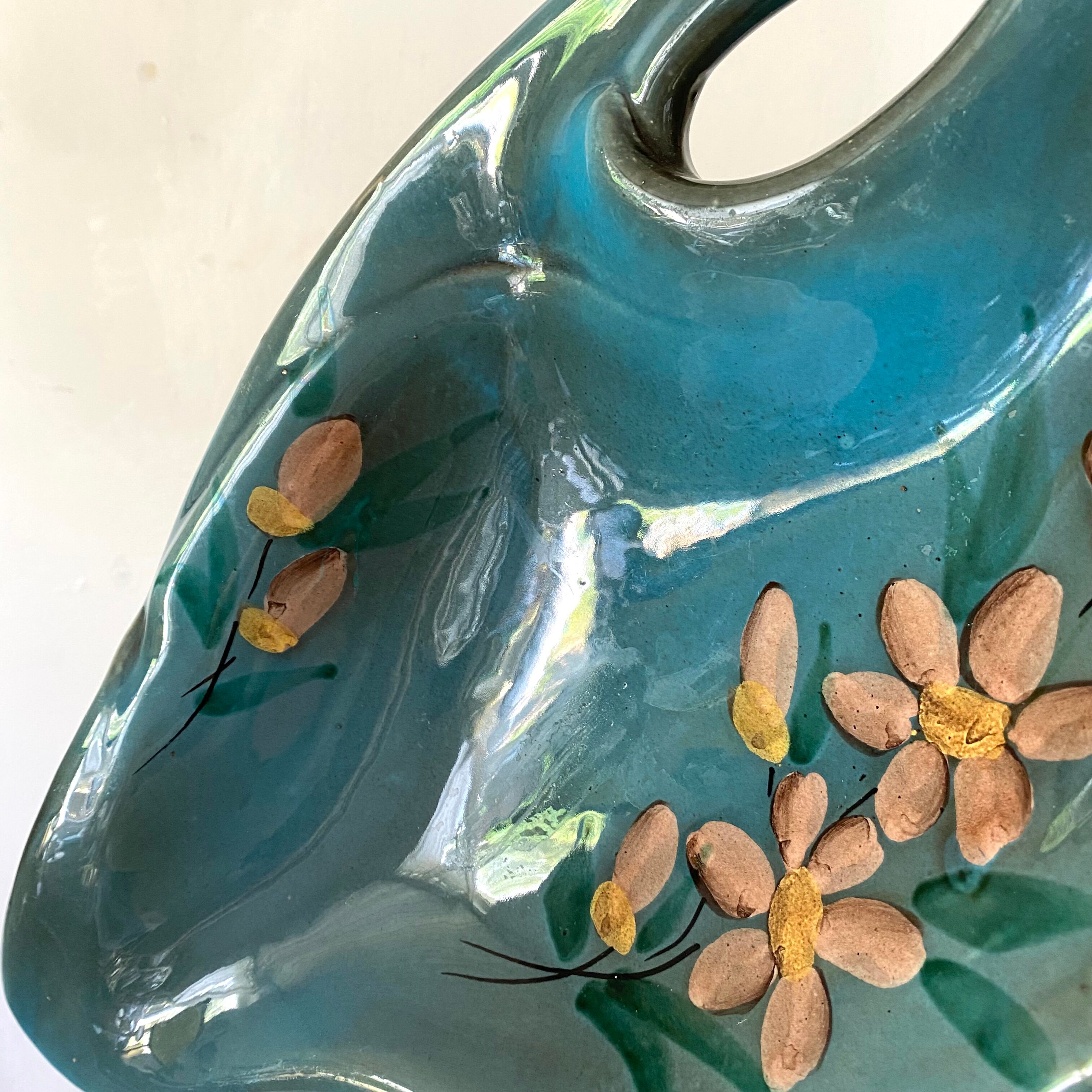 Flowery Vallauris dish, 1960s-70s