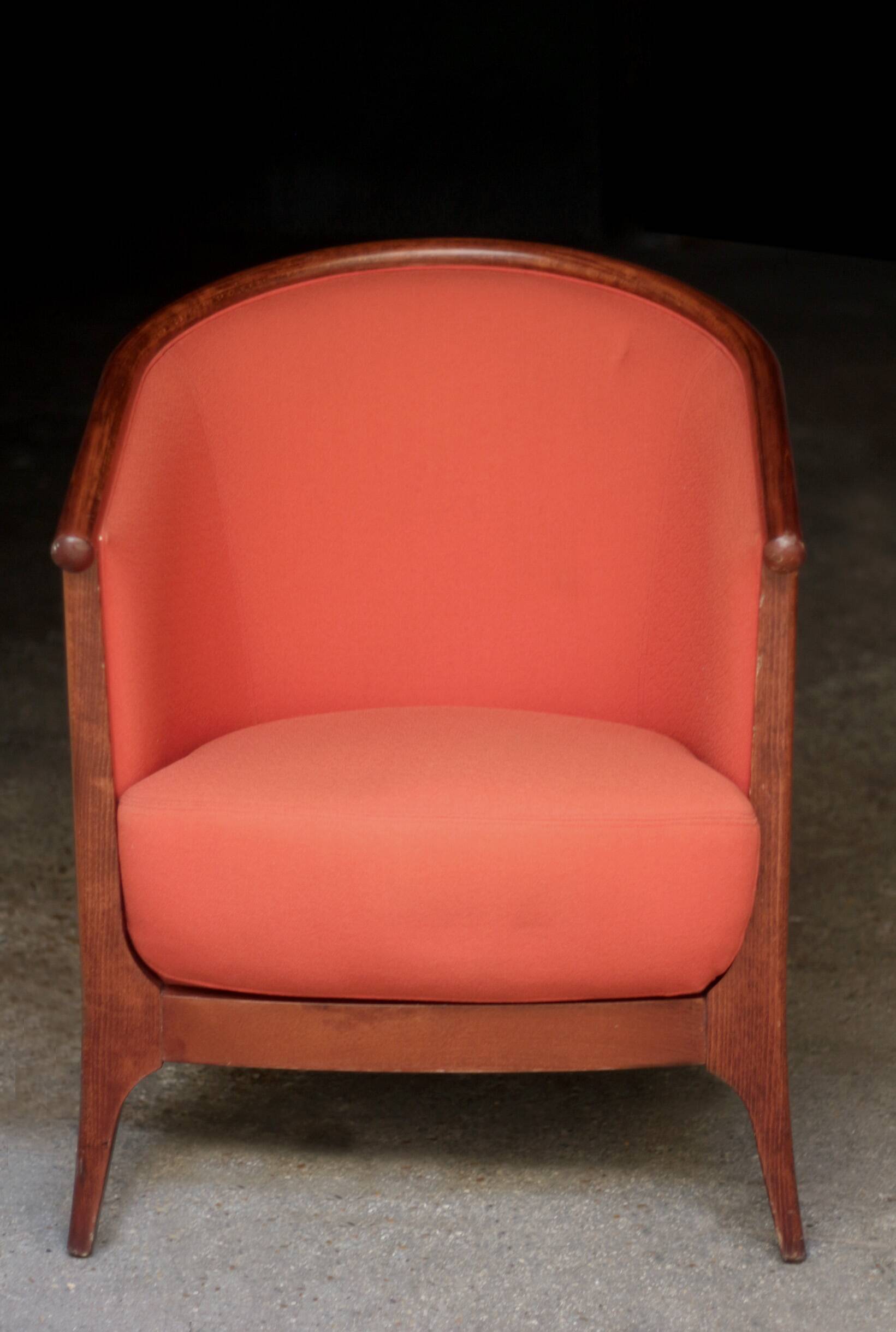 Magnificent pair of baumann armchairs, art deco style (1960s).