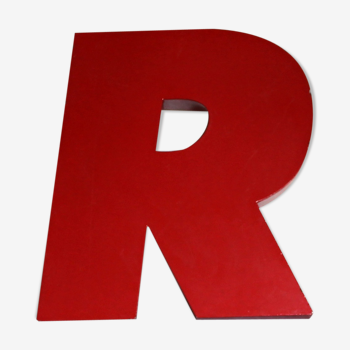 Lettre d'enseigne R vintage en métal rouge