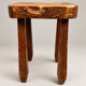 Vintage sculptural solid wood stool, brutalist style.
