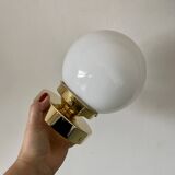 Vintage globe wall or ceiling light in white opaline