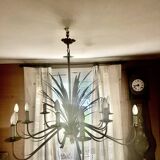 Magnificent vintage chandelier in gold-tone metal, 12 bulbs