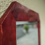 Miroir mural Aldo Tura en cuir de chèvre laqué rouge