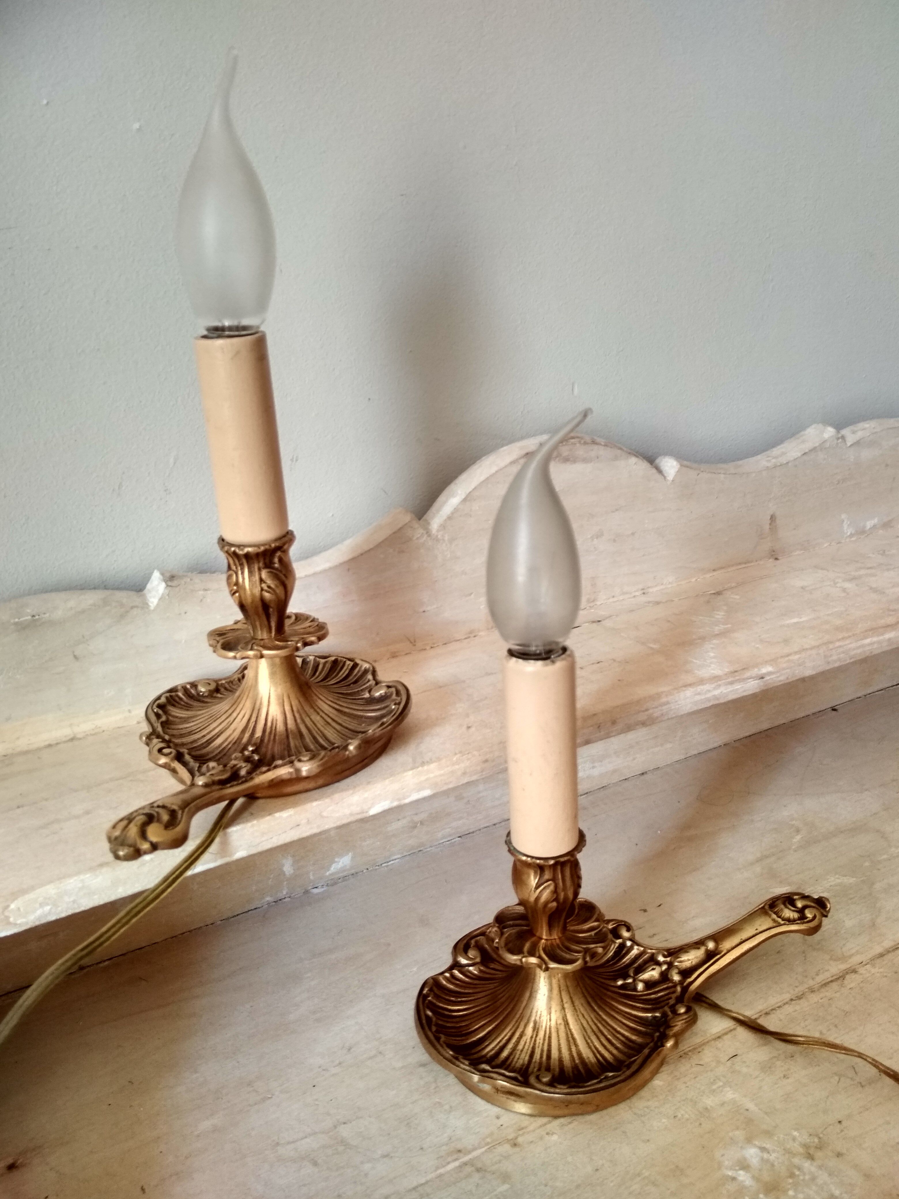 Pair of bronze bedside lamps
