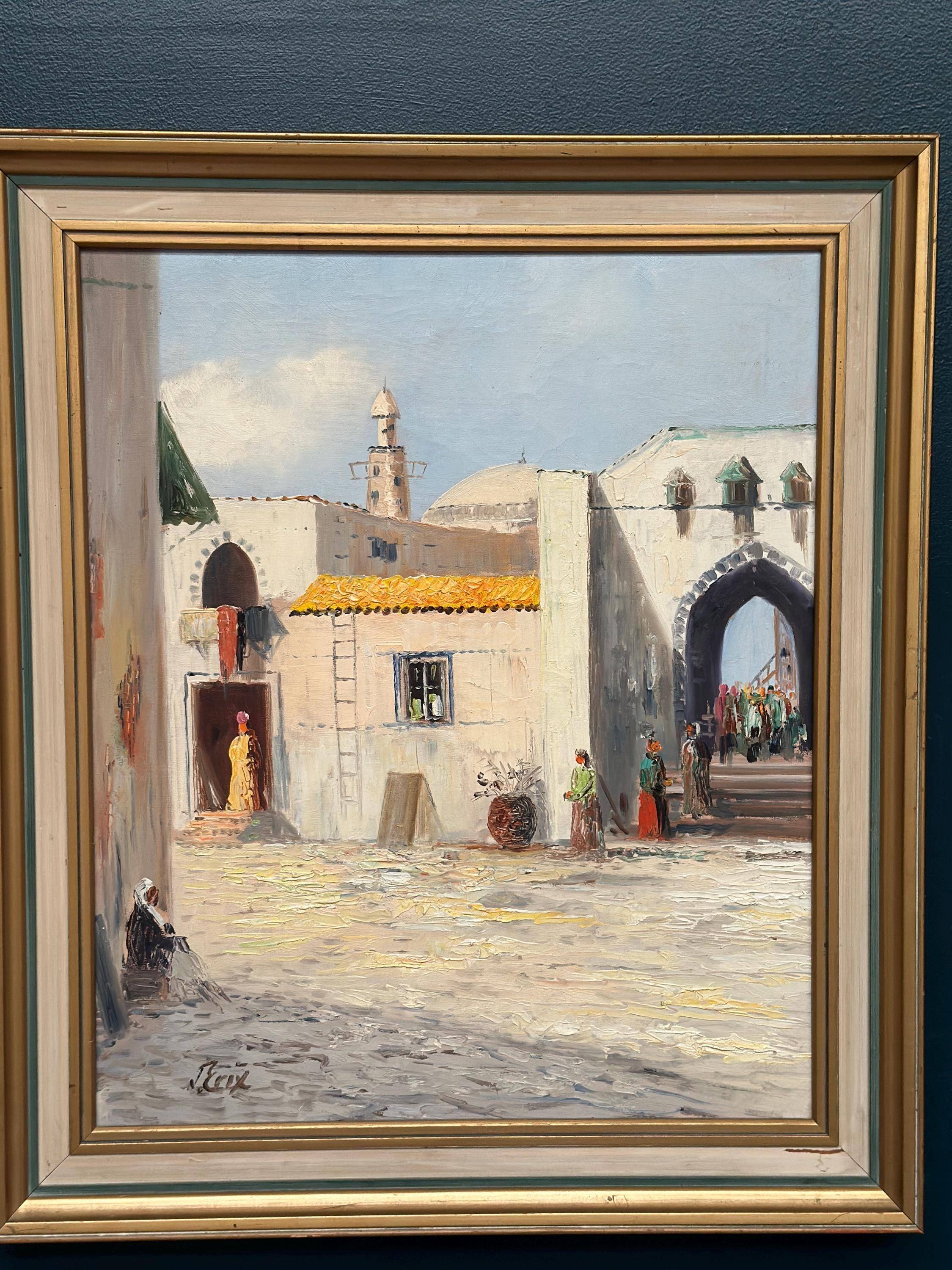 Swedish Oil on Canvas – “Southern Street” by J. Erix