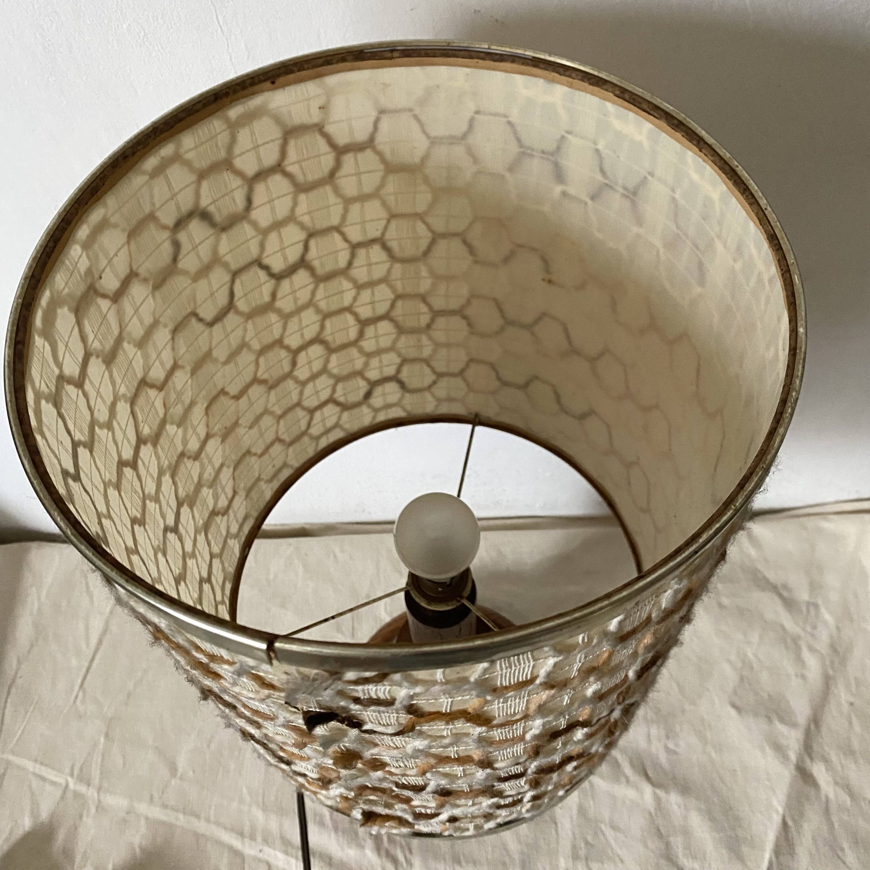 Lampe vintage bois tourné 56 cm , 1970