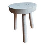 Rustic vintage solid wood tripod stool painted