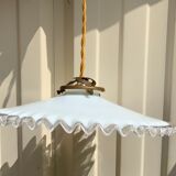 Vintage opaline suspension white wavy threads and gold socket retro firm style