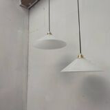 Pair of opaline pendant lights