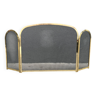 1960s brass fireplace screen, vintage spark guard