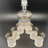 Art Deco strong alcohol service in opaque glass and gilding
