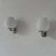 Pair of vintage opaline and chrome metal wall lights, France, 1970.