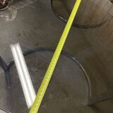 Glass oval dining table by Milo Baughman