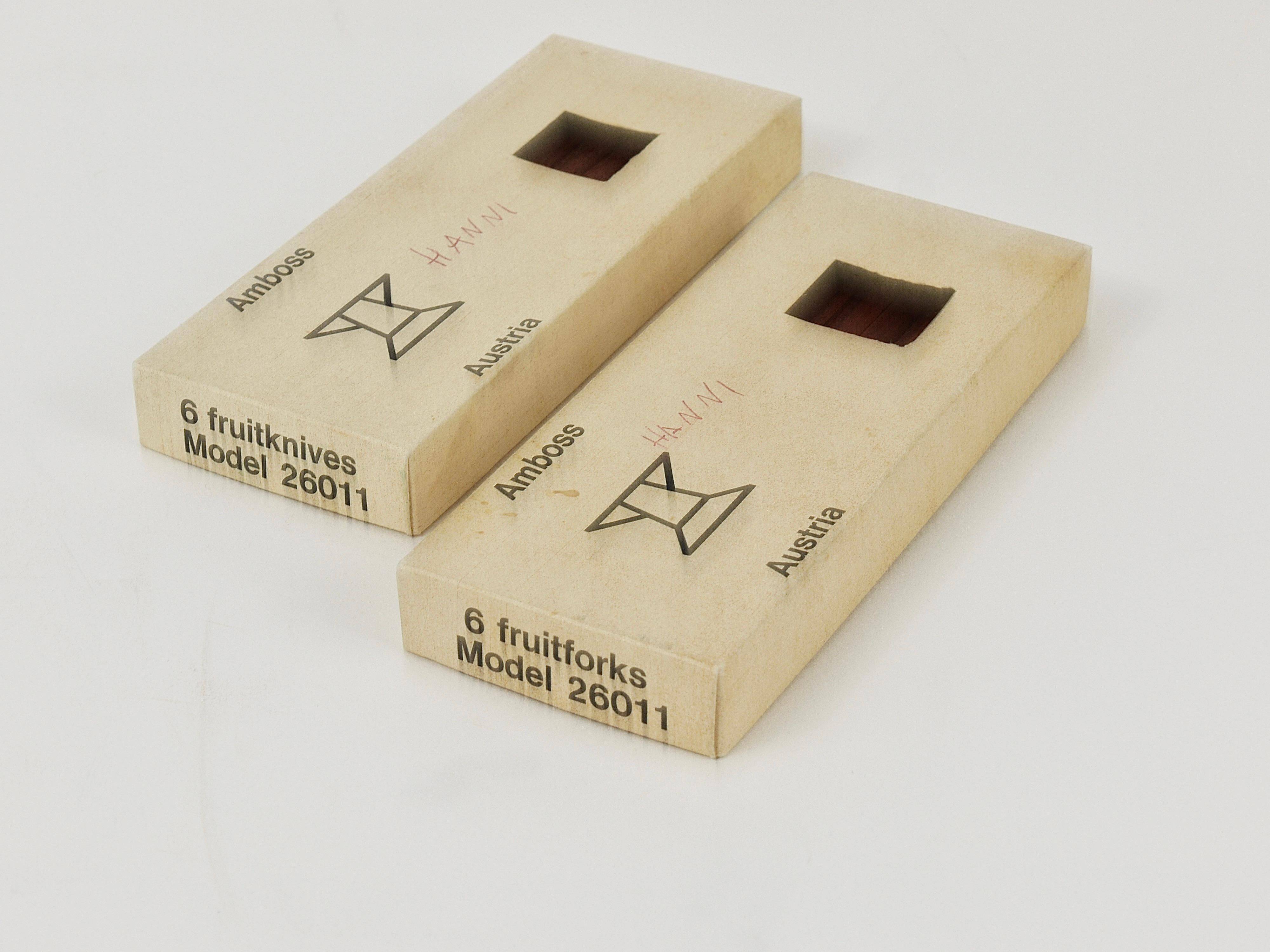 Amboss Box Mid-Century 6 Knives and 6 Forks, Cutlery, Austria, 1950s
