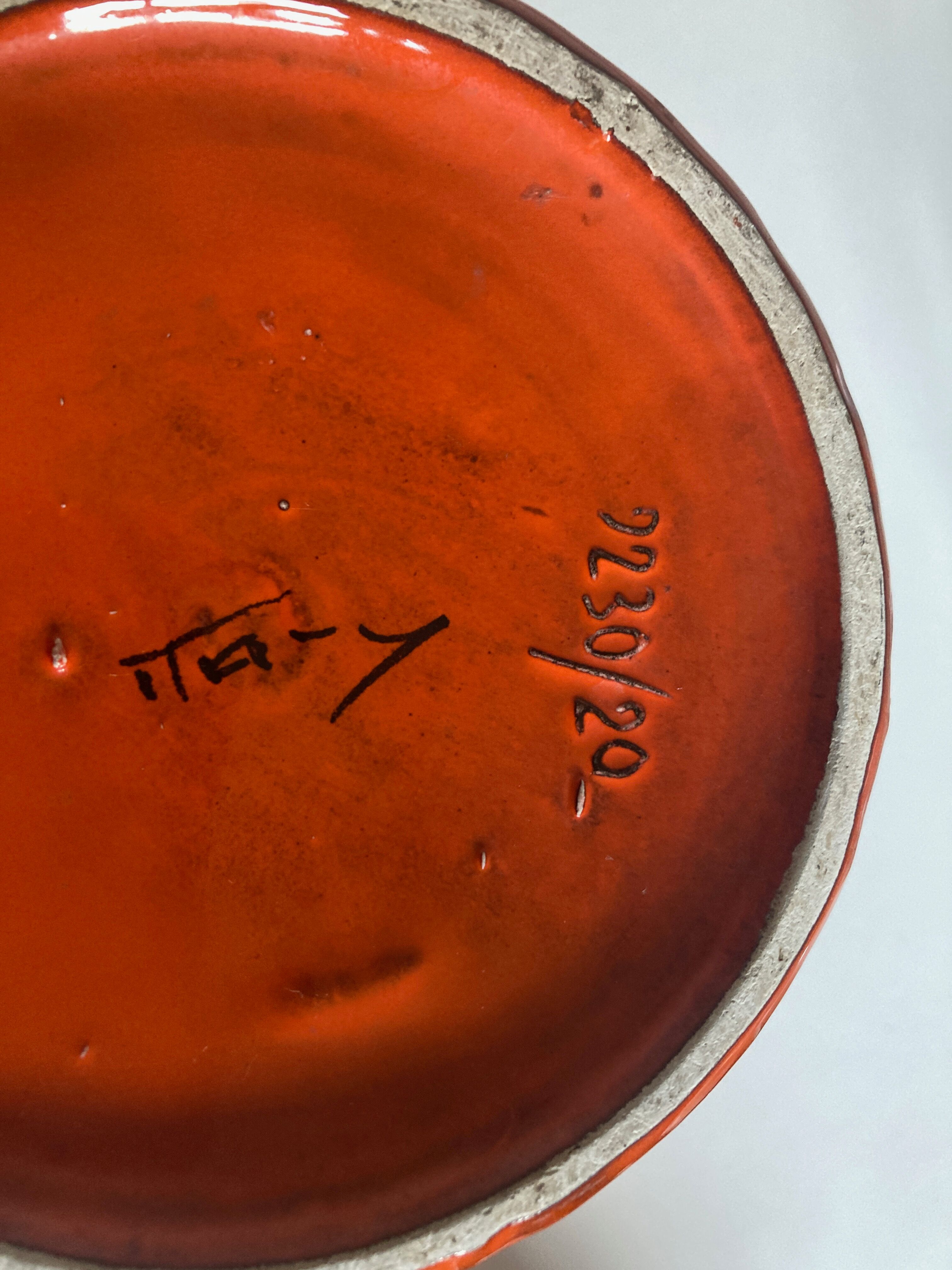 Bitossi Ceramiche orange pitcher vase by Aldo Londi Italian design