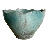 Raku Turchese ceramic artisanal vase