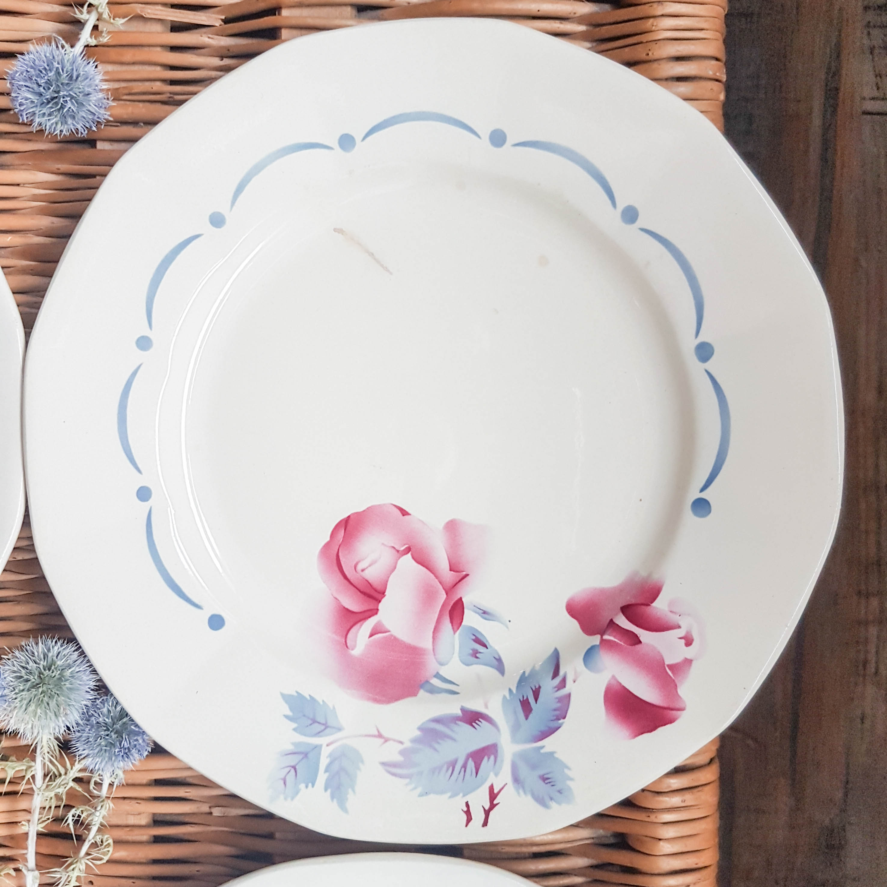Lot de 4 assiettes plates "boulogne" Digoin Sarreguemines
